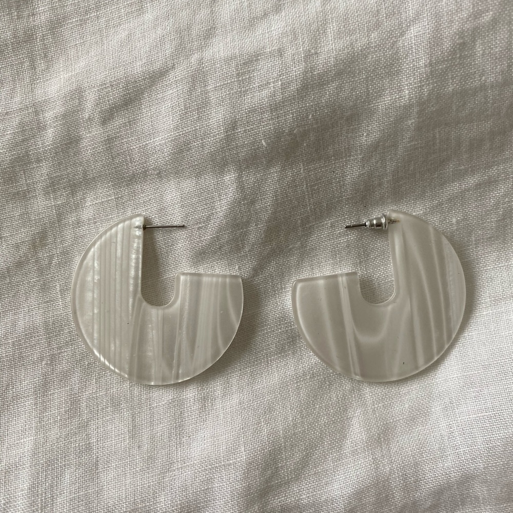 Pearlescent White Geometric Earrings